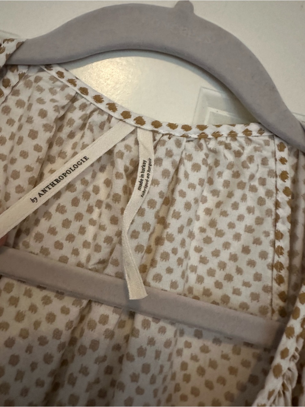 Anthropologie Beige Polka Dot Tiered Maxi Dress - Picture 2 of 4